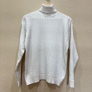 Vintage 90’s Abercrombie & Fitch Cream Cable Knit Turtleneck Sweater Medium